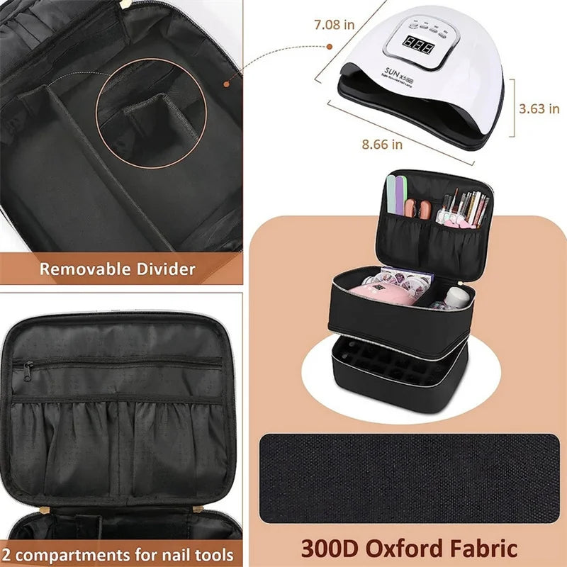 Portable 30 Bottles Nail Dryer Organizer Box Essential Oil Case Handbag Nail Polish Storage Bag Cosmetic Nailpolish Organizer