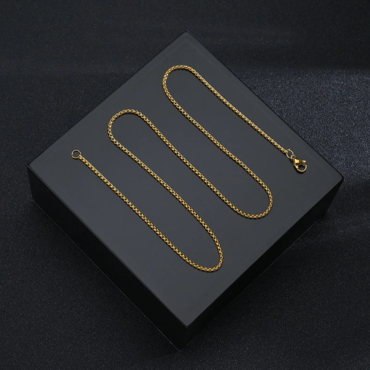 1pc Men's Stainless Steel Box Link Chain Necklace Artificial Jewelry Accessories 2.0mmLength 60CM