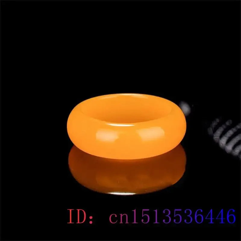 Yellow Jade Ring Jewelry Chinese Jadeite Charm Hetian Fashion Crafts Natural Woman Gifts Amulet Gemstone Carved