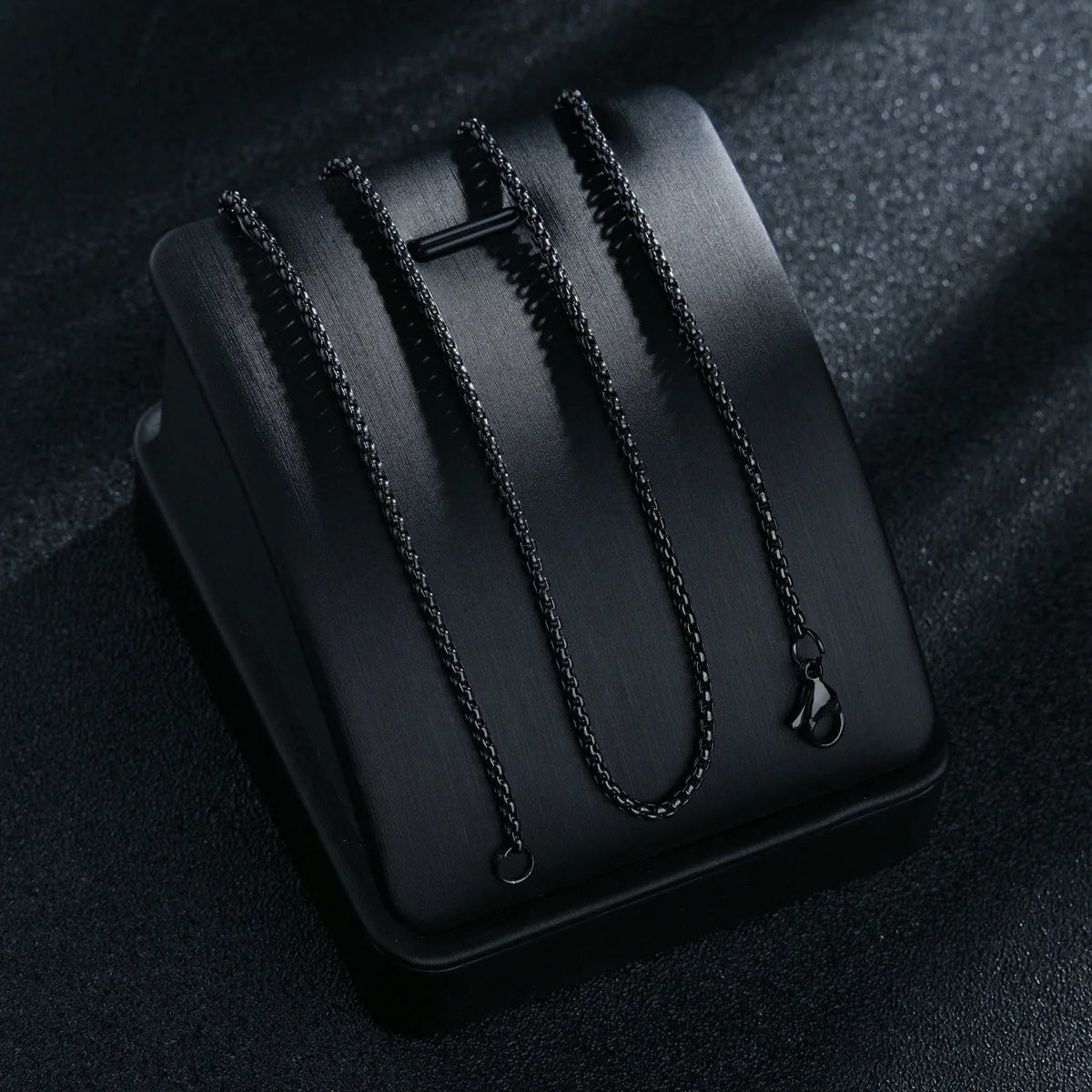 1pc Men's Stainless Steel Box Link Chain Necklace Artificial Jewelry Accessories 2.0mmLength 60CM