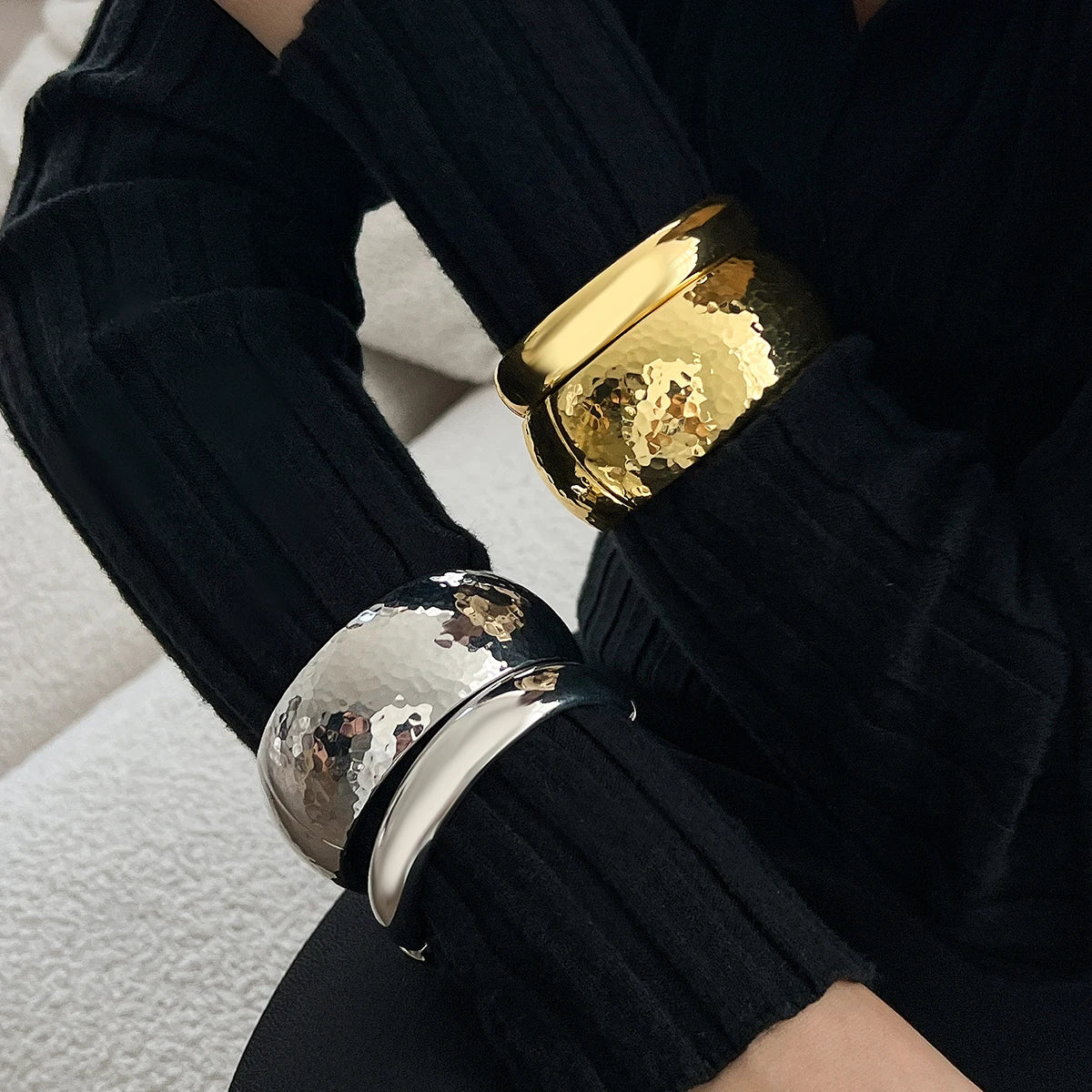Ingemark Exaggerated Chunky Wide Bangles for Women on Hand Trend Goth Geometric Arm Bracelet Grunge Jewelry Steampunk Men Gift