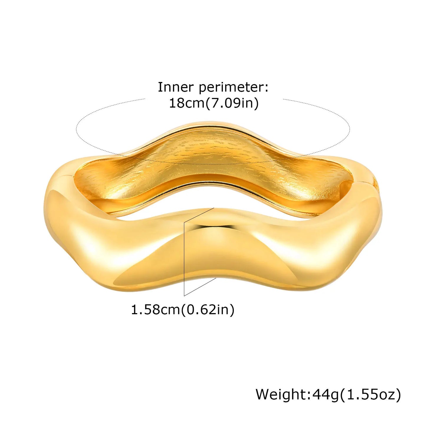 Simple Geometric Openable Chunky Bangles for Women, Statement Wrist Bracelet, Gold Plated Party Stackable Jewelry