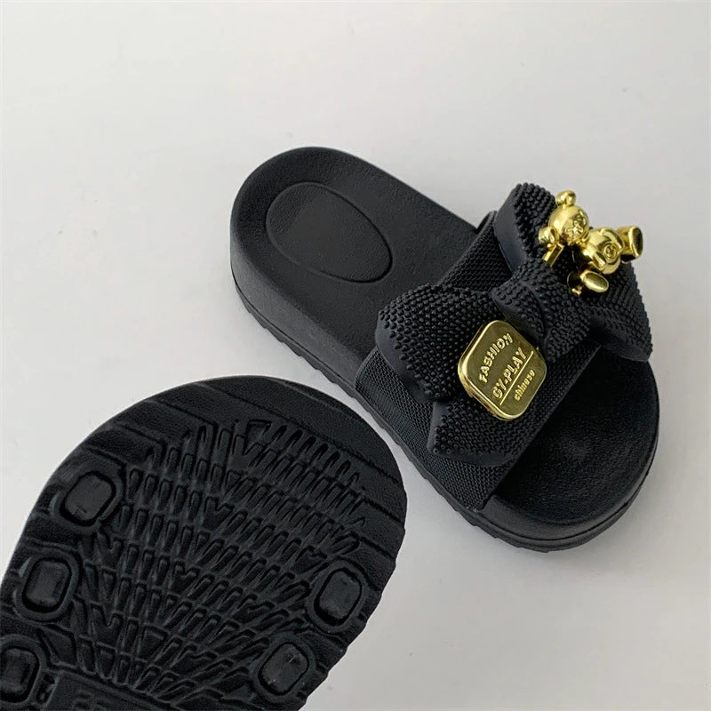 Fashion Girl Slippers Simple Childs Shoes Thick Soled Girls Shoes Anti Slip Child Slippers