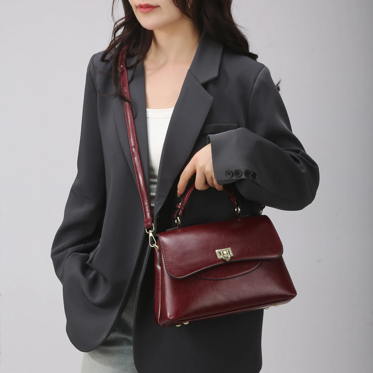 ladies handbags. Luxury 3-Piece PU Leather Women's Bag Set - Shoulder/Crossbody/Tote, Waterproof & Durable, Multi-Color Options