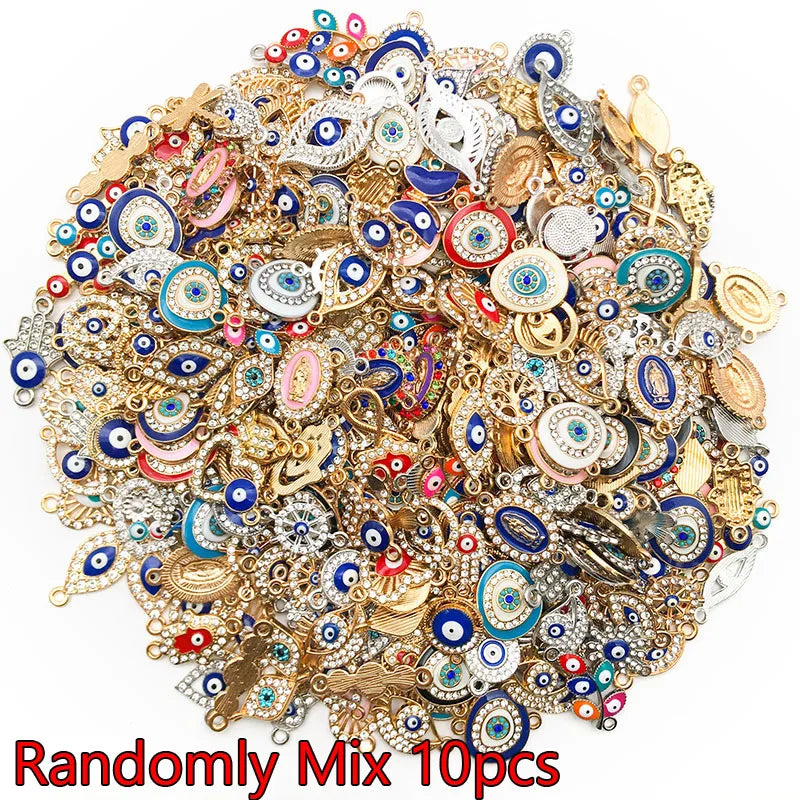Randomly Mix 10/20pcs Lucky Evil Eye Charms For Bracelet Necklace Earring Accessory DIY Eye Charm Artificial Jewelry Pendants