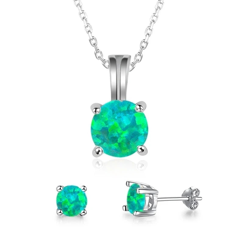 2025 Fashion Jewelry Set For Women Engagement Wedding Accessories Girl Gift Elgant Imitation Opal Necklace and Earrings