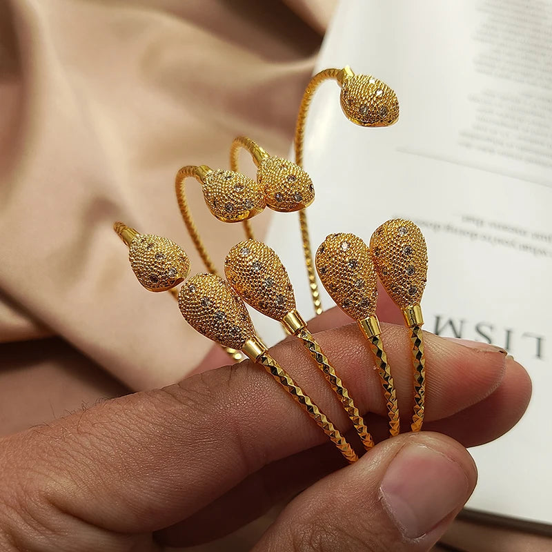 Gold Color Bangles For Women Girls Wedding Bracelet Bangles African Bridal Jewelery Bijoux Femme wedding Bangles jewelry