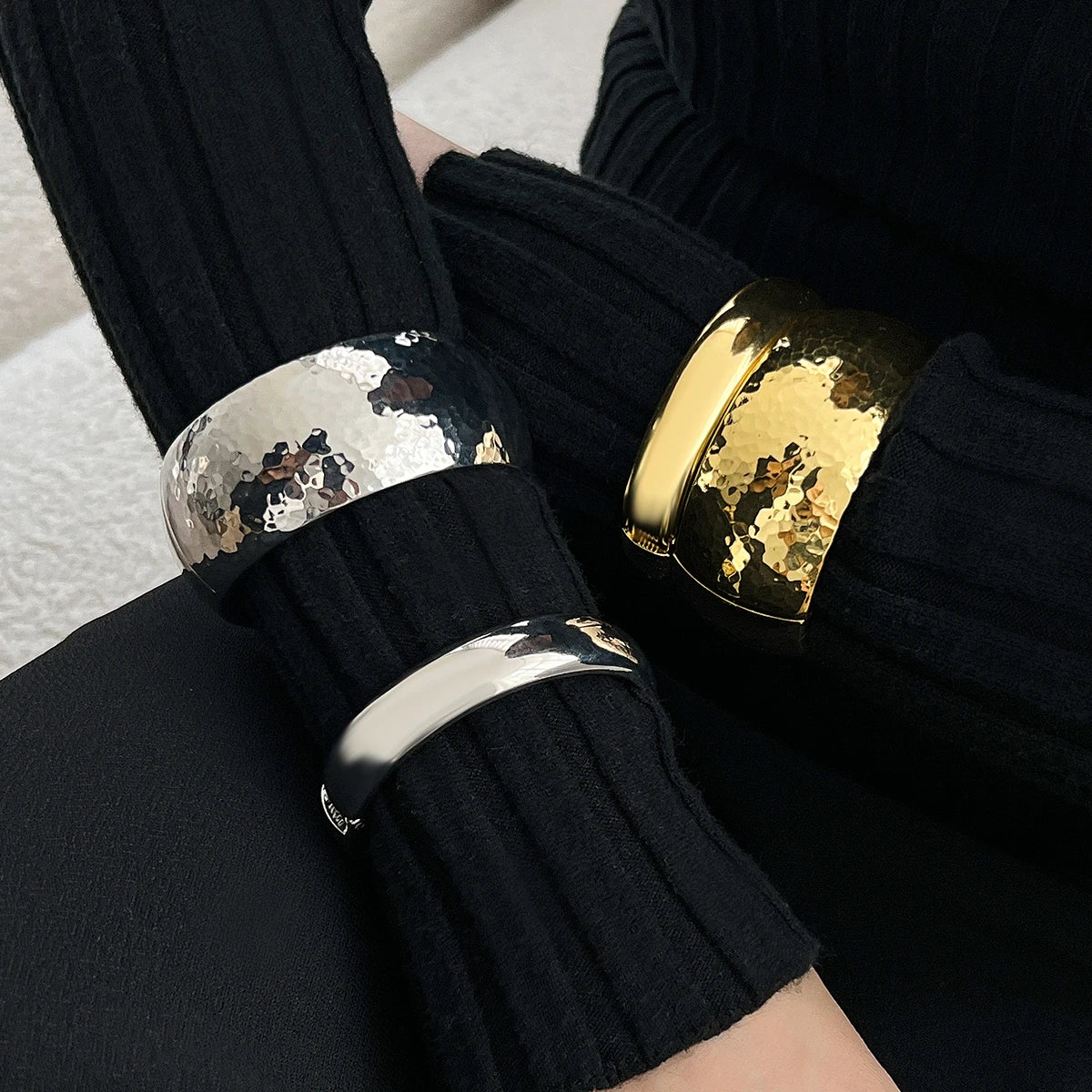 Ingemark Exaggerated Chunky Wide Bangles for Women on Hand Trend Goth Geometric Arm Bracelet Grunge Jewelry Steampunk Men Gift