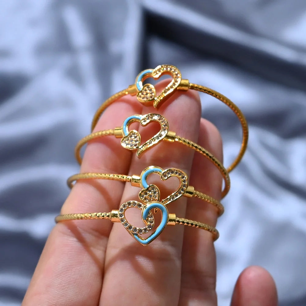 Baby Child Bangles Ethnic Dubai Gold Color Bangles Kids Bracelet Luxury Bracelet Dubai Bangles Child Jewelry Birthday Present