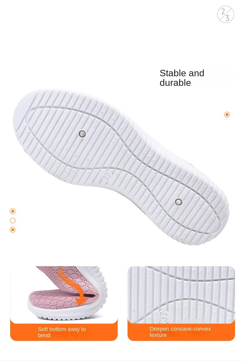 Ladies Summer Comfortable Plus Size Ladies Mesh BreathableSports Socks Ladies Light Casual Sports Shoes Flat Ladies Loafers
