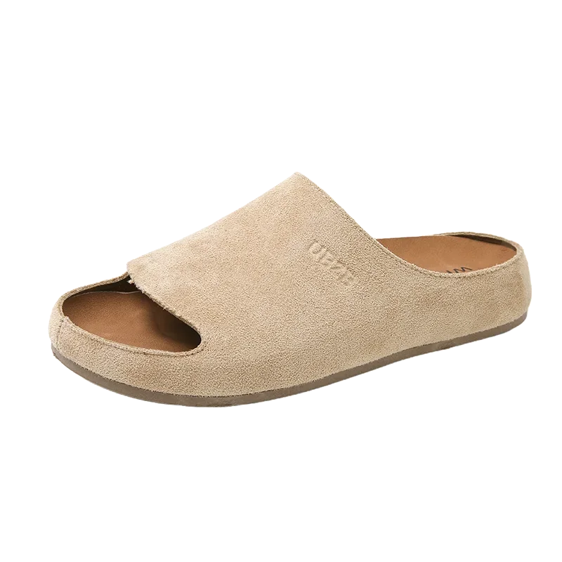 Women's Slides Plat Slippers Casual Closed Toe Round Toe Suede Clog Sandals Autumn New Retro Solid Color Fashion Shoes Slippers