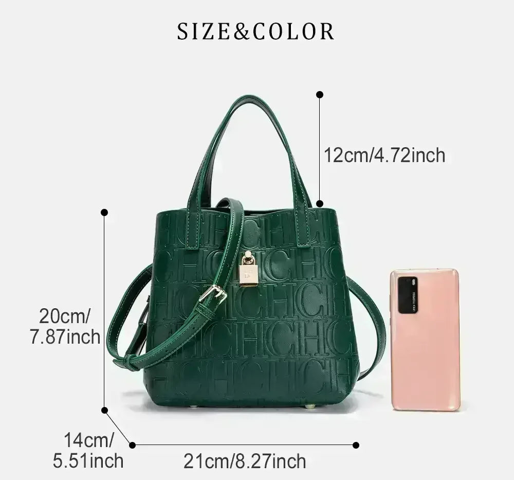 CH Embossed Ladies Crossbody Bag Letter Printing Design Ladies Handbag Large Capacity Tote Bag Elegant Temperament Ladies Should