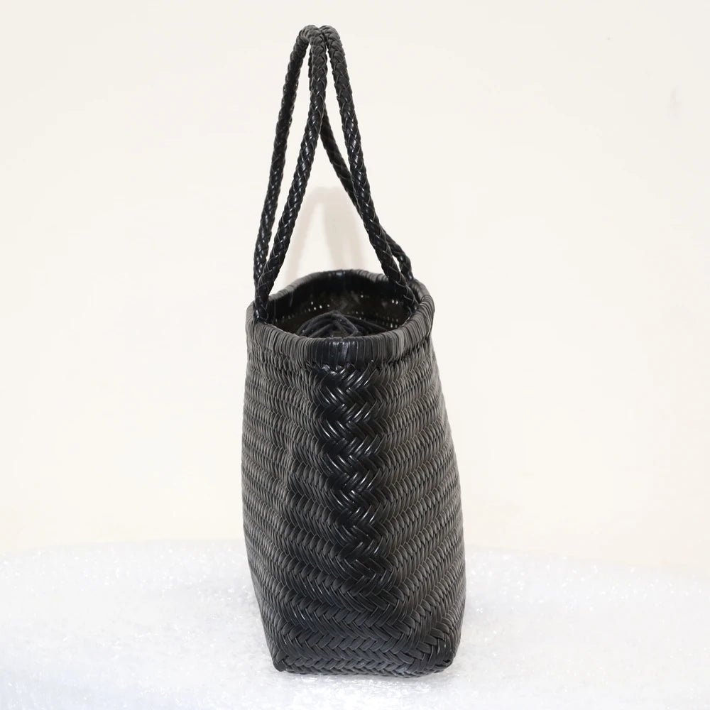 Handbags Women's Genuine Leather Shoulder Bag Weaving Casual Shopping Bag Vintage Big Tote Purse Cowhide Cross Hand Bags Lady
