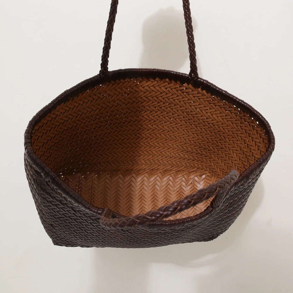 Handbags Women's Genuine Leather Shoulder Bag Weaving Casual Shopping Bag Vintage Big Tote Purse Cowhide Cross Hand Bags Lady