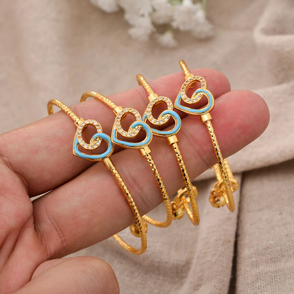 Baby Child Bangles Ethnic Dubai Gold Color Bangles Kids Bracelet Luxury Bracelet Dubai Bangles Child Jewelry Birthday Present