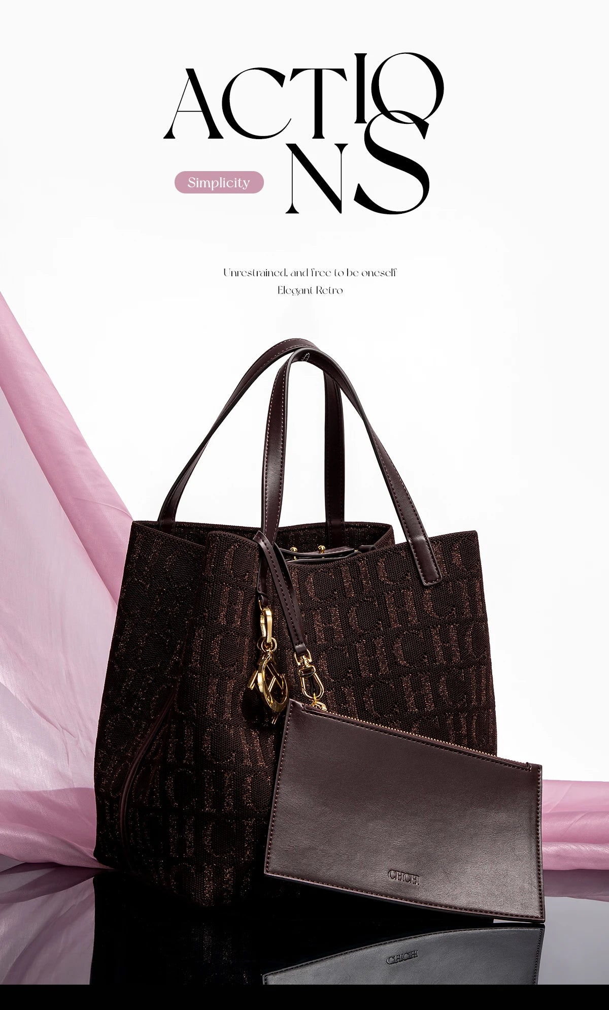 CH Ladies Tote Bag Large Capacity Ladies Shoulder Bag Simple Daily Commuter Bag Ladies Crossbod Solid Colour Letter Print Design