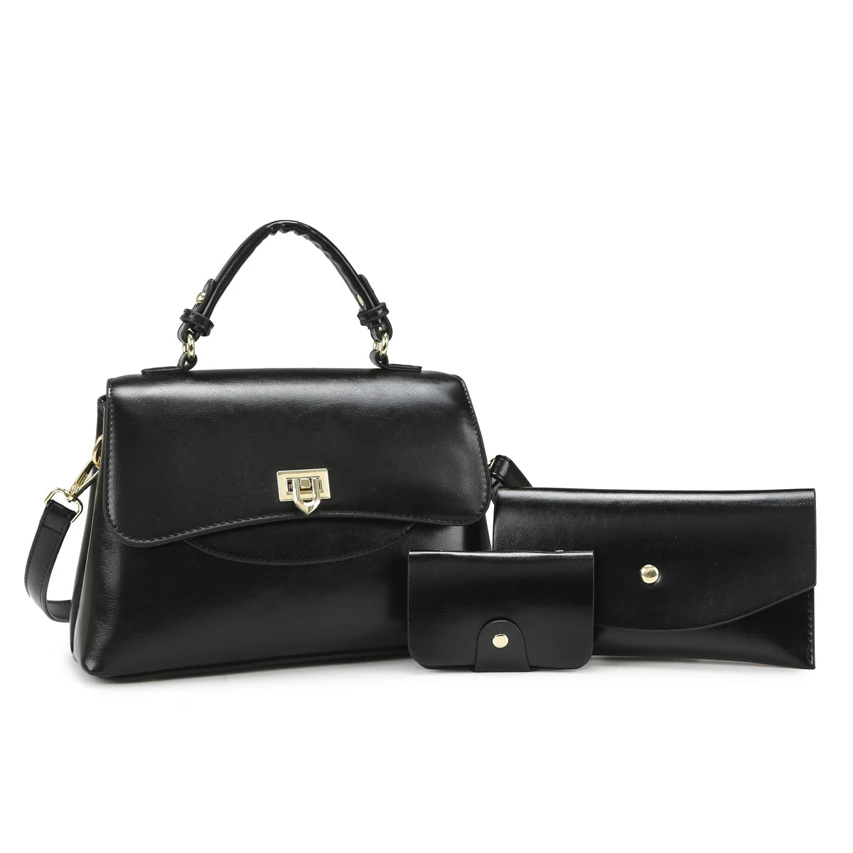 ladies handbags. Luxury 3-Piece PU Leather Women's Bag Set - Shoulder/Crossbody/Tote, Waterproof & Durable, Multi-Color Options