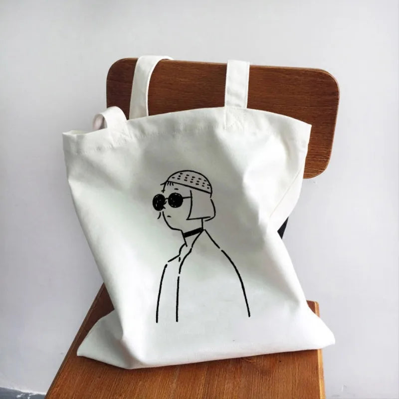 Ladies Handbags Girl Power Quotes Canvas Tote Bag Shopping Travel Women Eco Reusable Shoulder Shopper Bags High Capacity