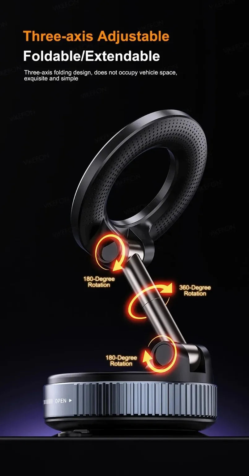 Magnetic Car Phone Holder 360° Rotation Folding With Vacuum Suction Cup For iPhone 12-16 Series Car/Gym/Driving Phone Holder