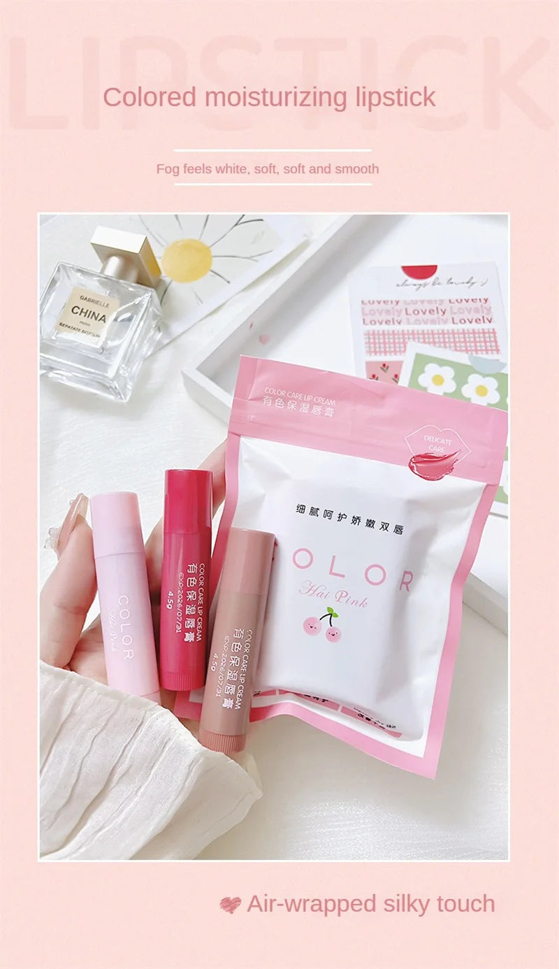 Colored Lip Balm Cute Moisturizing Lip Tint Long Lasting Waterproof Change Color Lipstick for Women Girls Lips Make Up Cosmetics