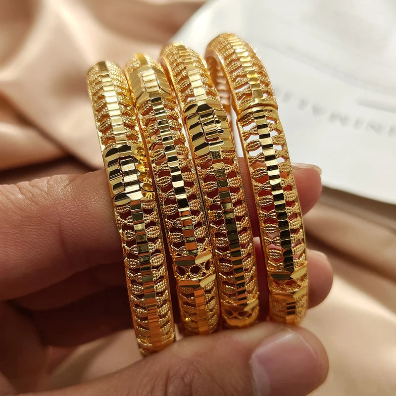 Gold Color Bangles For Women Girls Wedding Bracelet Bangles African Bridal Jewelery Bijoux Femme wedding Bangles jewelry