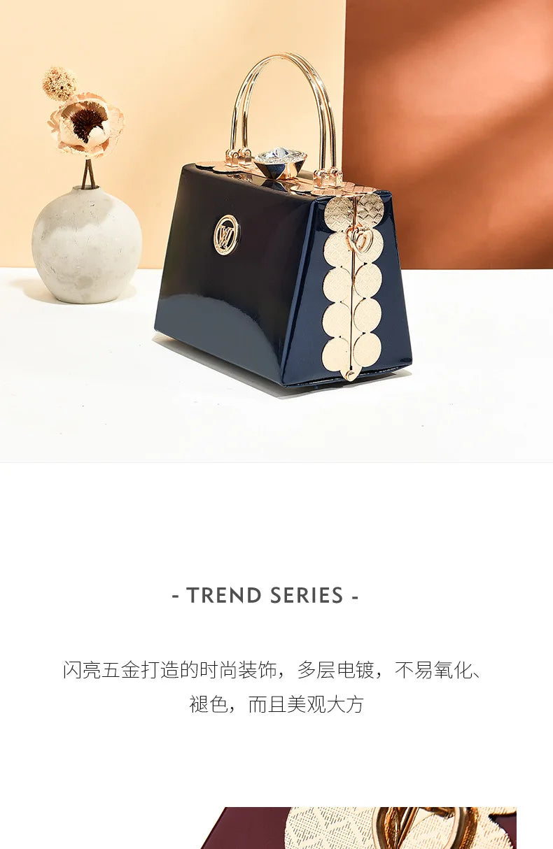 Quality Luxury Lady Messenger Bag Diamond Ladies Handbags Patent Leather Ladies Shoulder Bag Ladies Clutches Wedding Party Bags