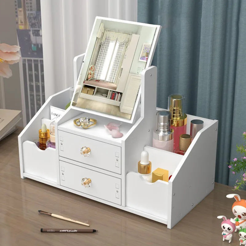 Makeup Organizer Large Capacity Cosmetic Storage Box Drawer Storage Jewelry Box Desktop NailPolish Makeup Container With Mirror