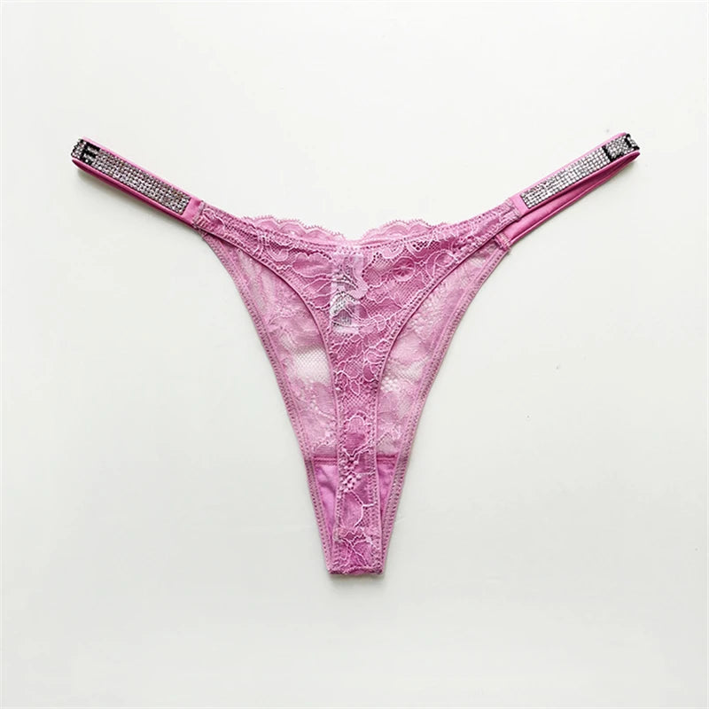 Shiny Rhinestone Thong Ladies Low Waist Panties Sexy Lingerie Ladies Briefs Underwear Panties Underwear Ladies Lingerie Thongs