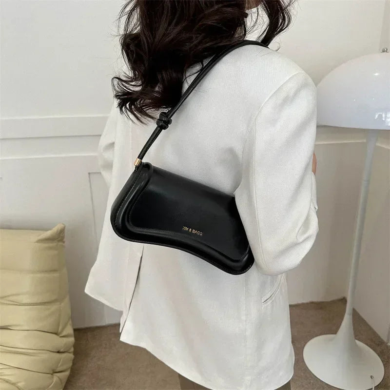 Ladies Shoulder Crossbody Bags Women Underarm Bags Solid Color Small Top-handle Bags Purse Female Daily Handbags PU Leather