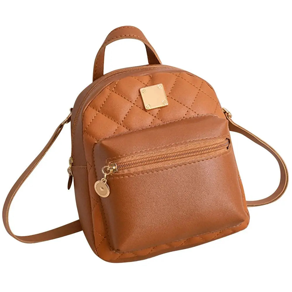 Ladies Large Capacity Portable PU Leather Backpack Waterproof knapsack Shoulder Bag Mini Rucksack