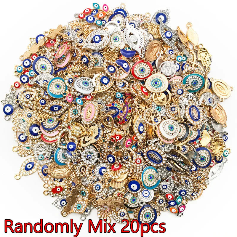 Randomly Mix 10/20pcs Lucky Evil Eye Charms For Bracelet Necklace Earring Accessory DIY Eye Charm Artificial Jewelry Pendants