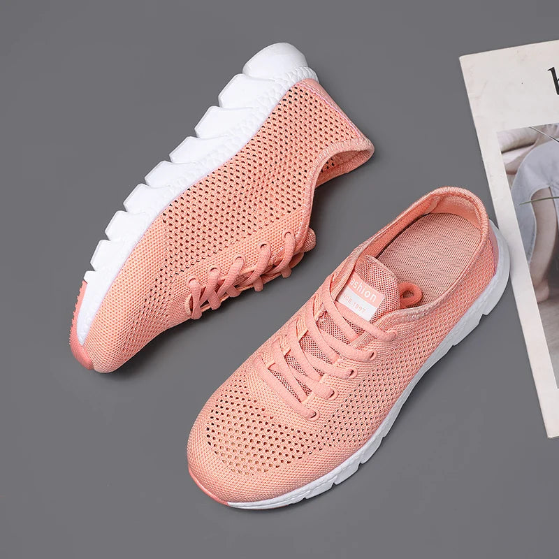 2022 Summer New Ladies Sneakers Breathable Lightweight Outdoor Running Sneakers Ladies Solid Color Tennis Ladies Casual Shoes
