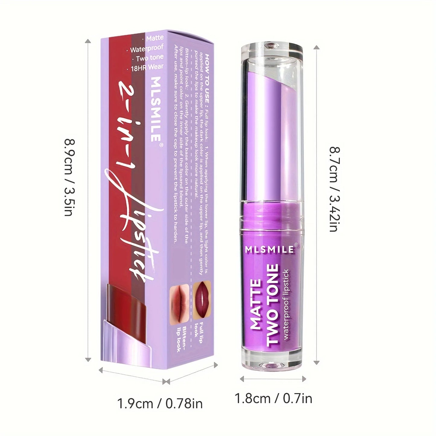 Lipstick with Two Tones, Hydrating & Shimmer Lipstick, Matte Gradient Color Long-Lasting Makeup Lipstick, Waterproof Lipstick