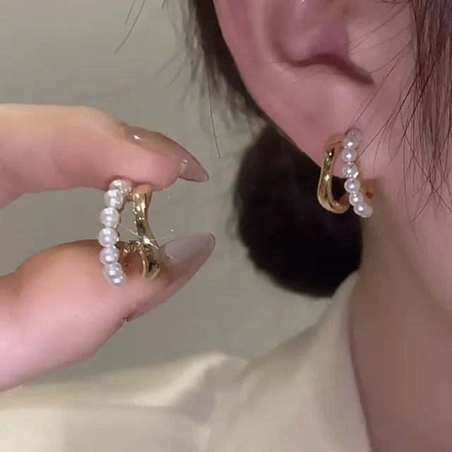 Upscale 14k Gold Jewelry Real Gold Earrings Zircon Pearl Twist Luxury Stud Earrings for Women Brincos Pendientes Bijoux