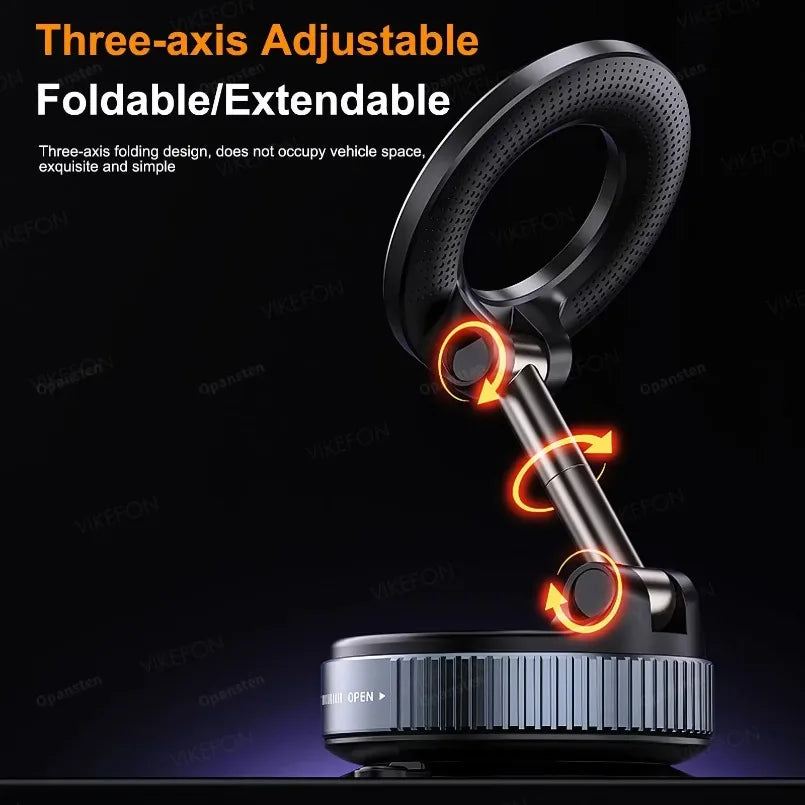Magnetic Car Phone Holder 360° Rotation Folding With Vacuum Suction Cup For iPhone 12-16 Series Car/Gym/Driving Phone Holder