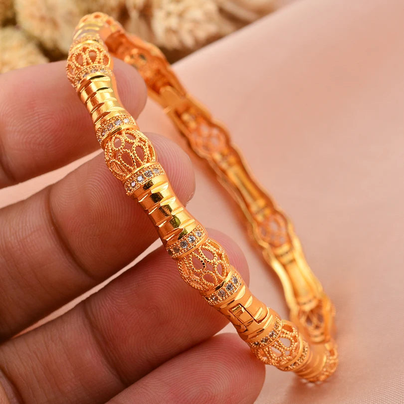 Dubai Arab Heart Stone Gold Jewelry Gold Color Bangles Child Bbay Children's Bangles Bracelets Ethiopian Jewelry Bangles Gift