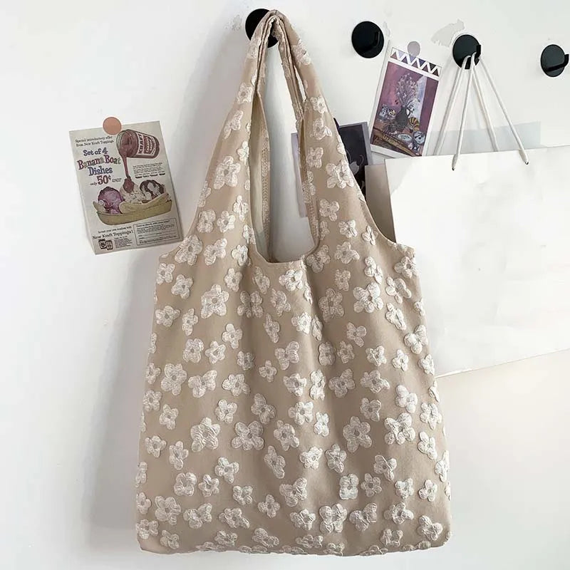 Ladies Vest Lace Canvas Bag Design Tote Bag Simple Fairy Flower Lace Shoulder Bag Tote Bag Capacity Ladies Shopping Bag