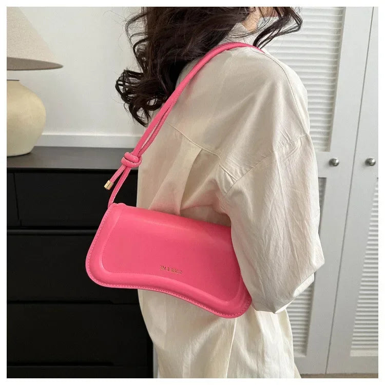 Ladies Shoulder Crossbody Bags Women Underarm Bags Solid Color Small Top-handle Bags Purse Female Daily Handbags PU Leather