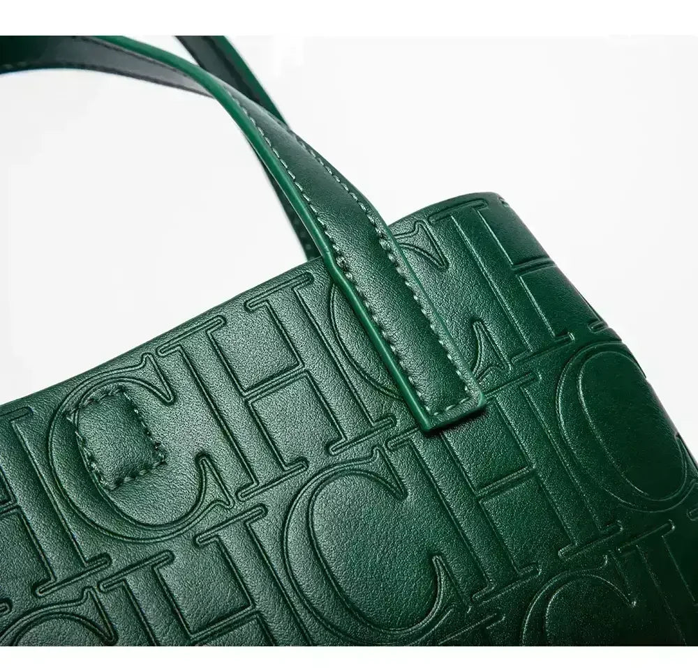 CH Embossed Ladies Crossbody Bag Letter Printing Design Ladies Handbag Large Capacity Tote Bag Elegant Temperament Ladies Should