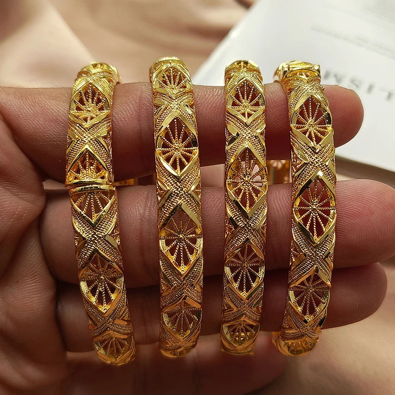 Gold Color Bangles For Women Girls Wedding Bracelet Bangles African Bridal Jewelery Bijoux Femme wedding Bangles jewelry