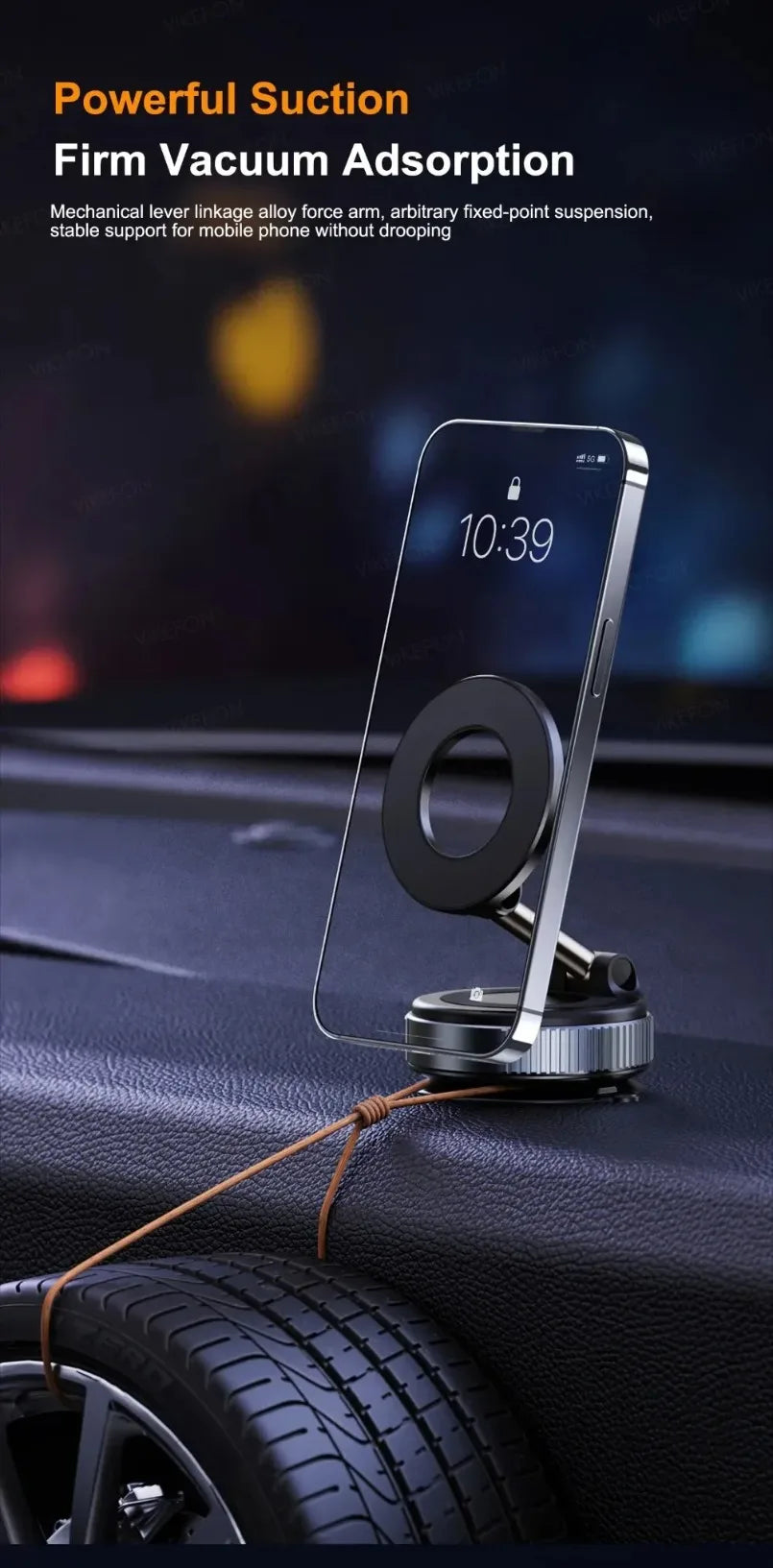 Magnetic Car Phone Holder 360° Rotation Folding With Vacuum Suction Cup For iPhone 12-16 Series Car/Gym/Driving Phone Holder