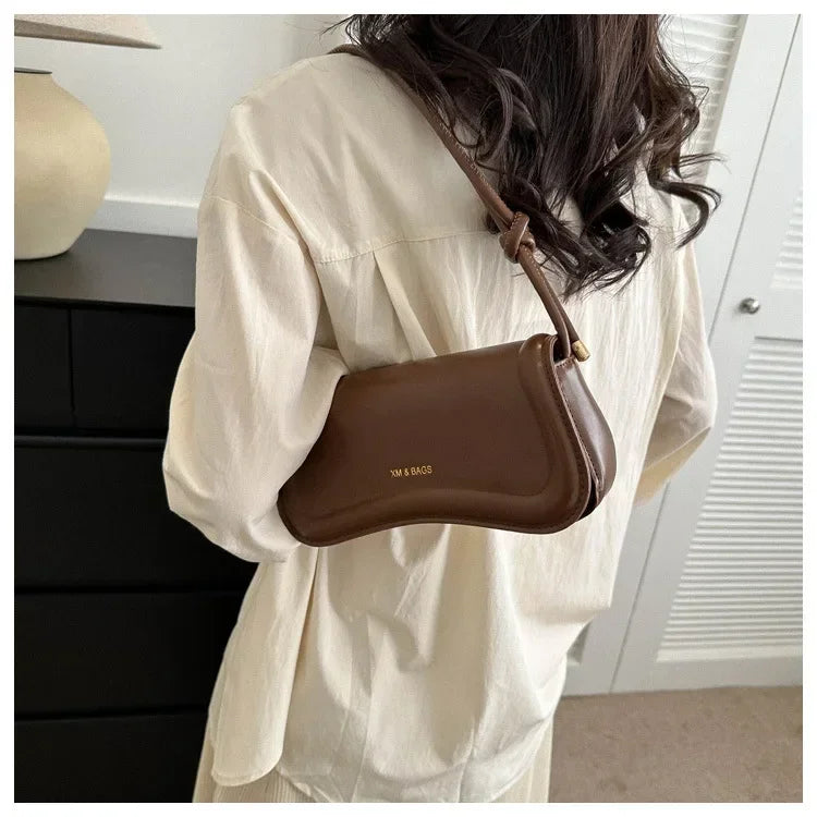 Ladies Shoulder Crossbody Bags Women Underarm Bags Solid Color Small Top-handle Bags Purse Female Daily Handbags PU Leather