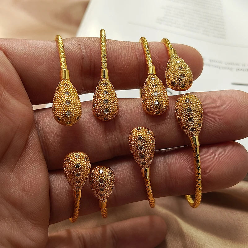 Gold Color Bangles For Women Girls Wedding Bracelet Bangles African Bridal Jewelery Bijoux Femme wedding Bangles jewelry