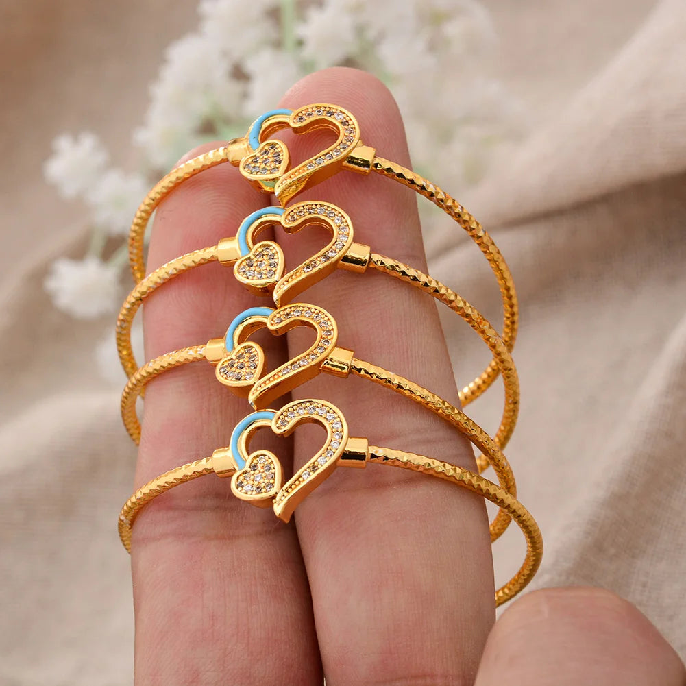 Baby Child Bangles Ethnic Dubai Gold Color Bangles Kids Bracelet Luxury Bracelet Dubai Bangles Child Jewelry Birthday Present