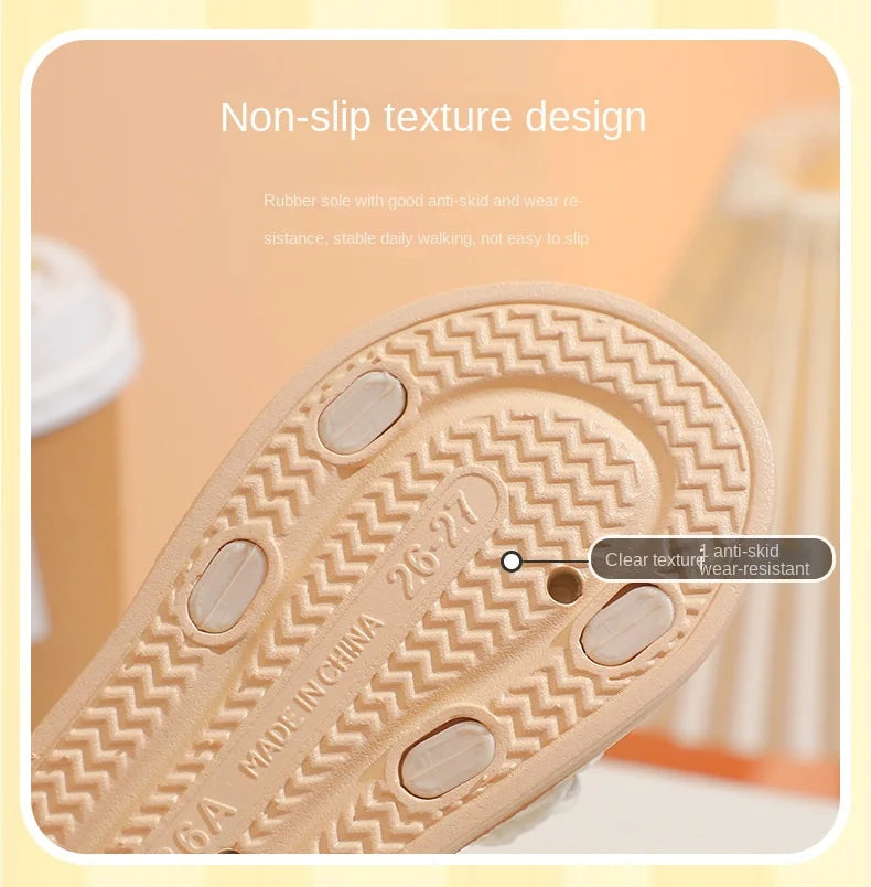 Slippers Princess Wind Pearl Puffs Girls Little Girl Slippers Soft Bottom Outside Penetrating Air Sandals
