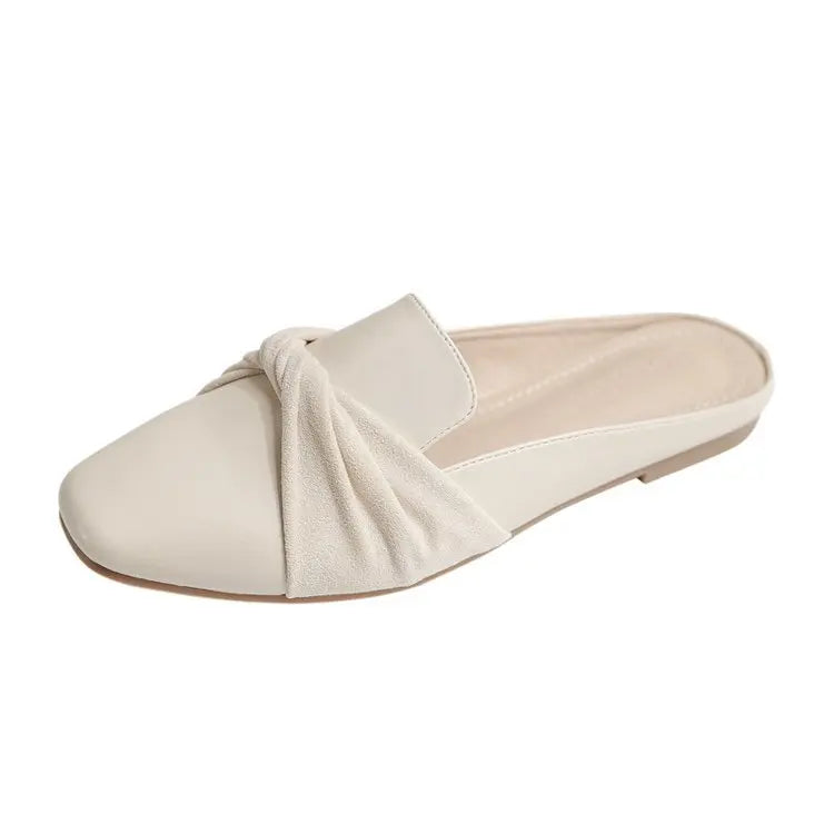 2023 Luxury Woman Mules Summer Close Toe Women Slippers Bowtie Lazy Slides Flat Heel Girl Slippers Korean Outdoor Flip Flops