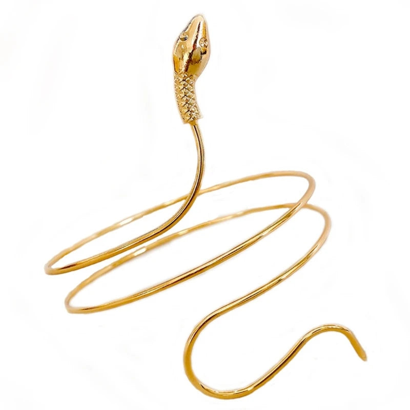 Upper Arm Bracelet Metal Coil Swirl Spiral Shape Armband Cuff Fashion Simple Arm Bangle Armlet Adjustable for Women Girl