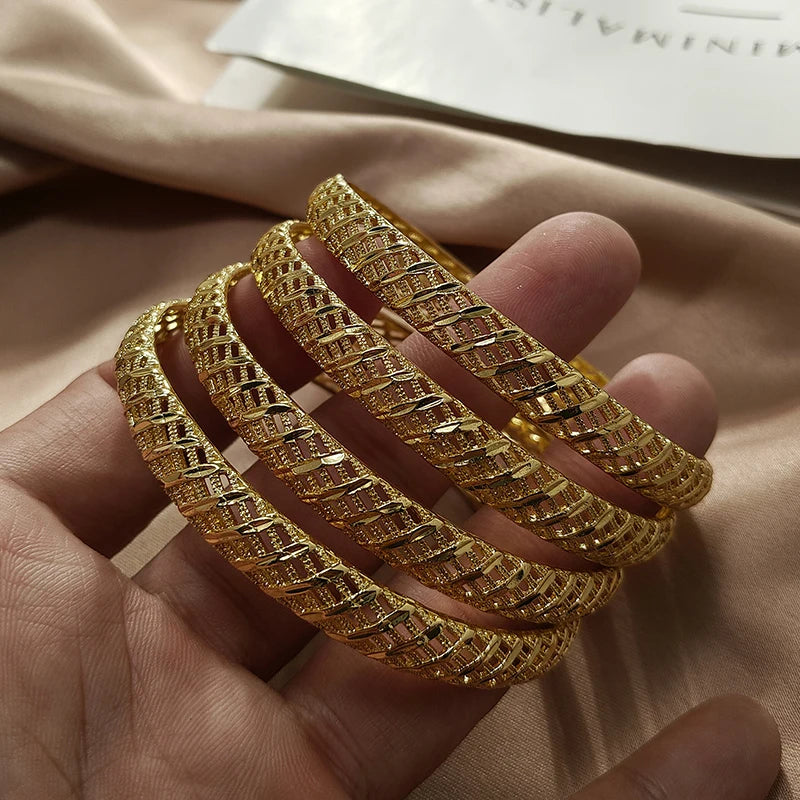 Gold Color Bangles For Women Girls Wedding Bracelet Bangles African Bridal Jewelery Bijoux Femme wedding Bangles jewelry