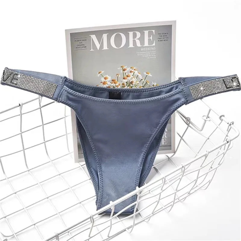 Shiny Rhinestone Thong Ladies Low Waist Panties Sexy Lingerie Ladies Briefs Underwear Panties Underwear Ladies Lingerie Thongs