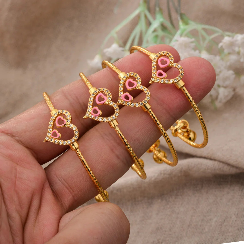 Baby Child Bangles Ethnic Dubai Gold Color Bangles Kids Bracelet Luxury Bracelet Dubai Bangles Child Jewelry Birthday Present